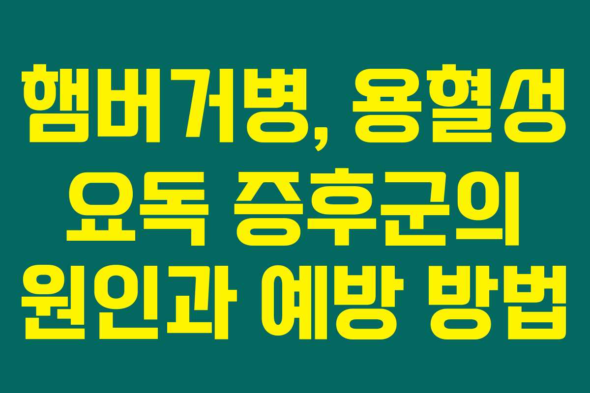 햄버거병, 용혈성 요독 증후군의 원인과 예방 방법 햄버거병, 용혈성 요독 증후군의 원인과 예방 방법