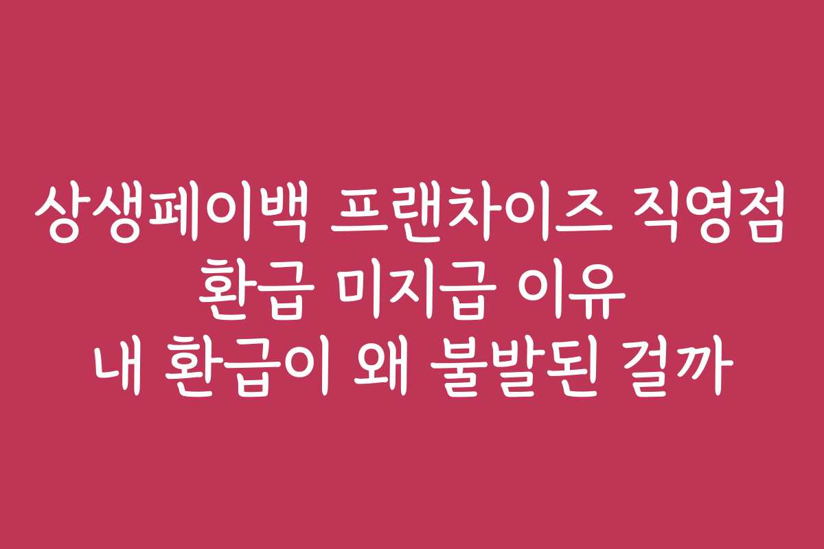 상생페이백 프랜차이즈 직영점 환급 미지급 이유 내 환급이 왜 불발된 걸까 상생페이백 프랜차이즈 직영점 환급 미지급 이유 내 환급이 왜 불발된 걸까