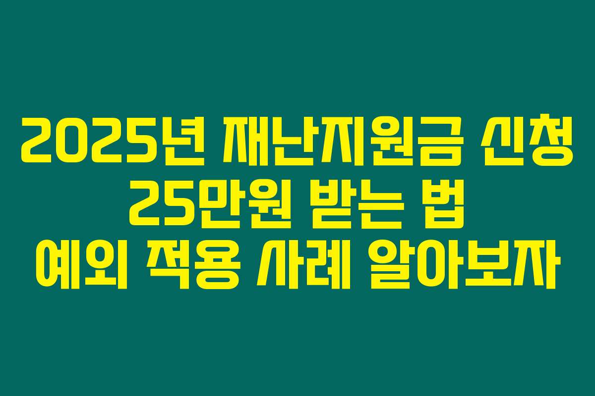 2025년 재난지원금 신청 25만원 받는 법 예외 적용 사례 알아보자