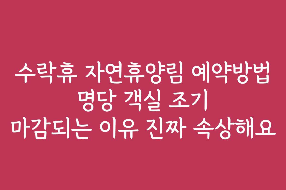 수락휴 자연휴양림 예약방법 명당 객실 조기 마감되는 이유 진짜 속상해요