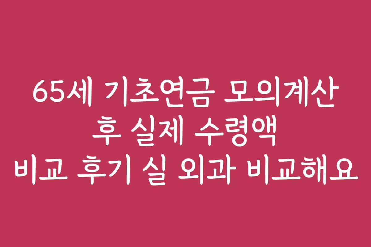 65세 기초연금 모의계산 후 실제 수령액 비교 후기 실 외과 비교해요
