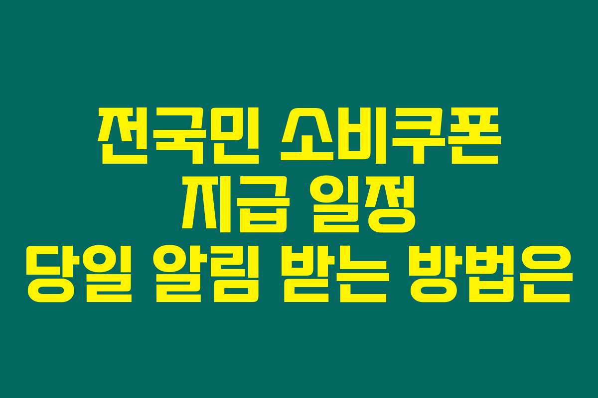 전국민 소비쿠폰 지급 일정 당일 알림 받는 방법은