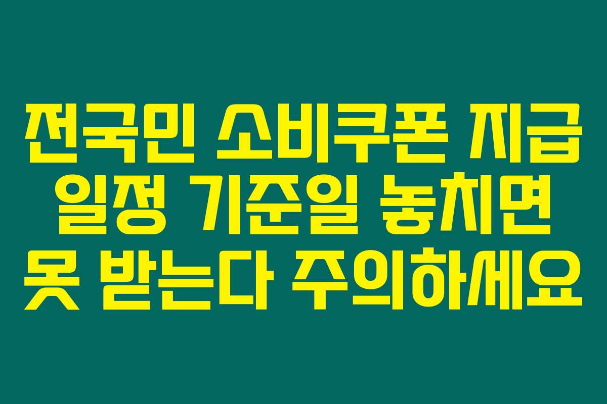전국민 소비쿠폰 지급 일정 기준일 놓치면 못 받는다 주의하세요