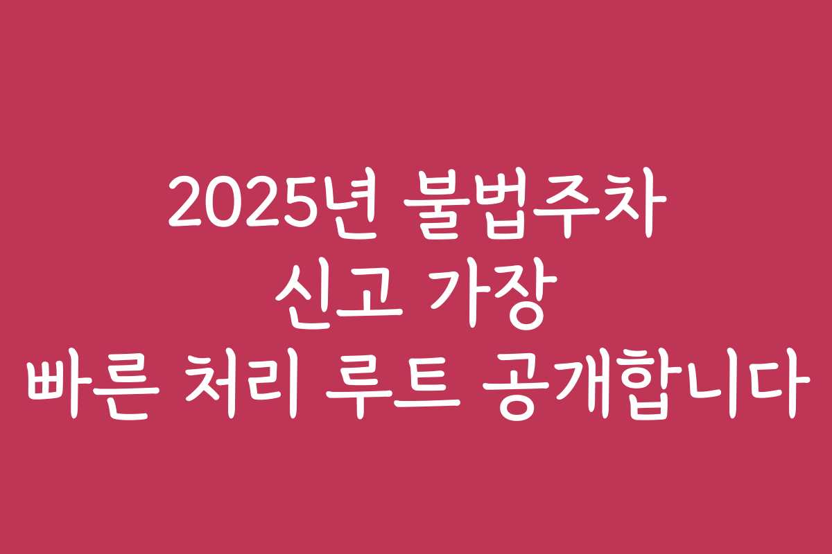 2025년 불법주차 신고 가장 빠른 처리 루트 공개합니다