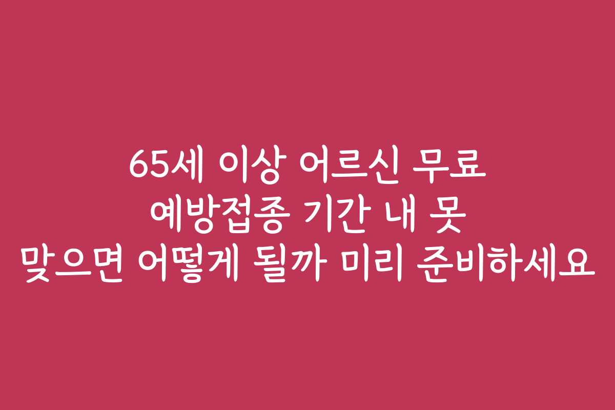 65세 이상 어르신 무료 예방접종 기간 내 못 맞으면 어떻게 될까 미리 준비하세요