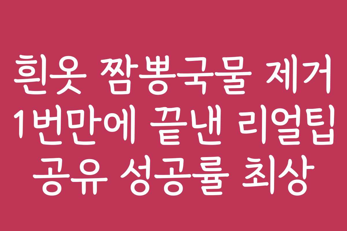 흰옷 짬뽕국물 제거 1번만에 끝낸 리얼팁 공유 성공률 최상