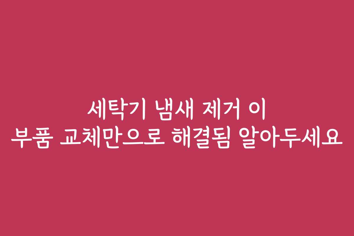 세탁기 냄새 제거 이 부품 교체만으로 해결됨 알아두세요