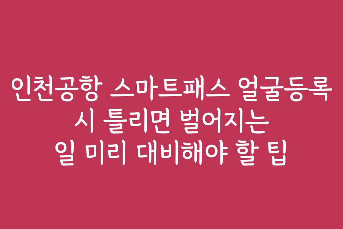 인천공항 스마트패스 얼굴등록 시 틀리면 벌어지는 일 미리 대비해야 할 팁