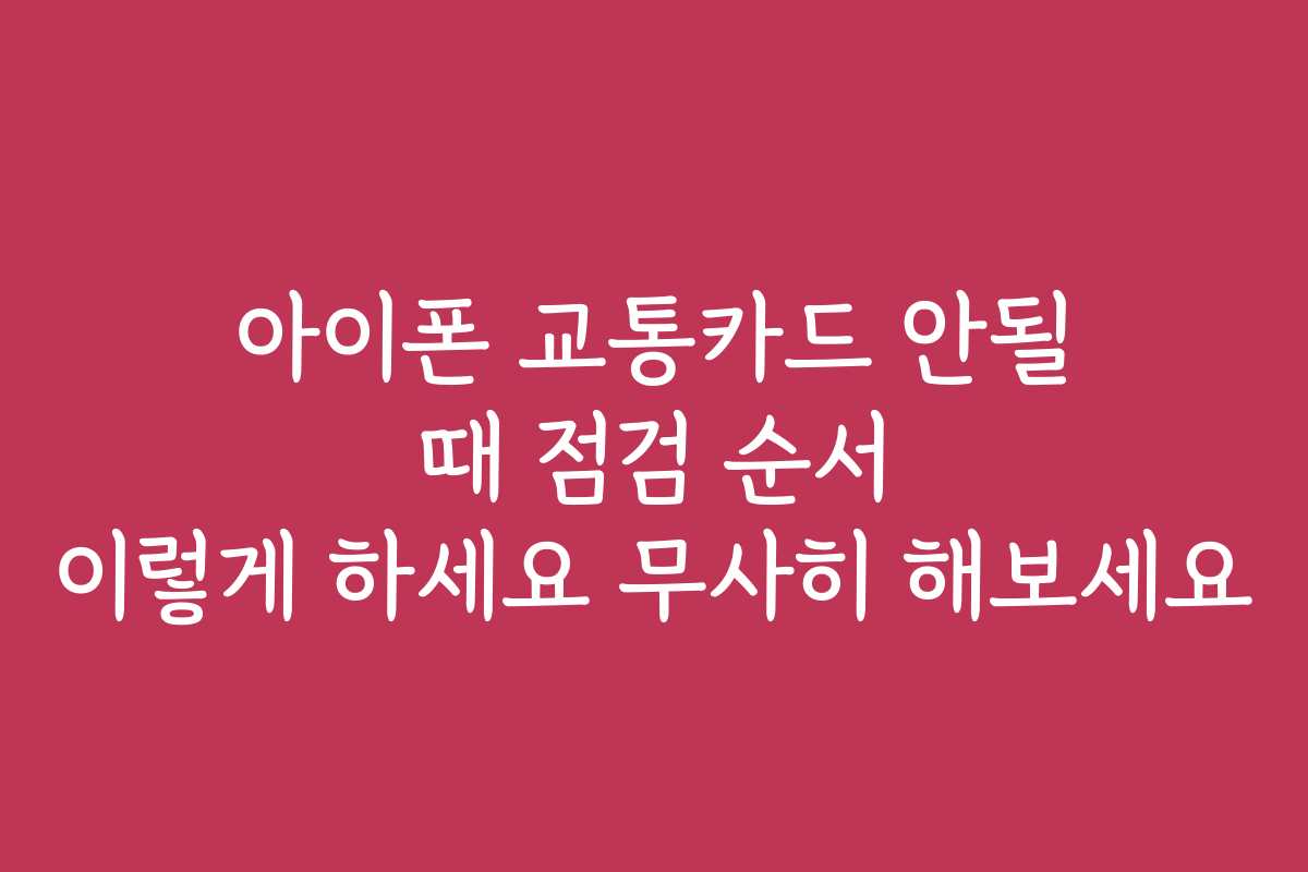 아이폰 교통카드 안될 때 점검 순서 이렇게 하세요 무사히 해보세요