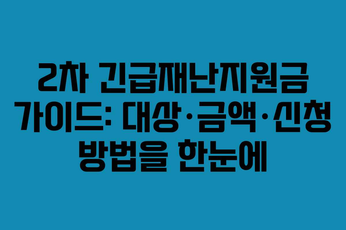 2차 긴급재난지원금 가이드: 대상·금액·신청 방법을 한눈에