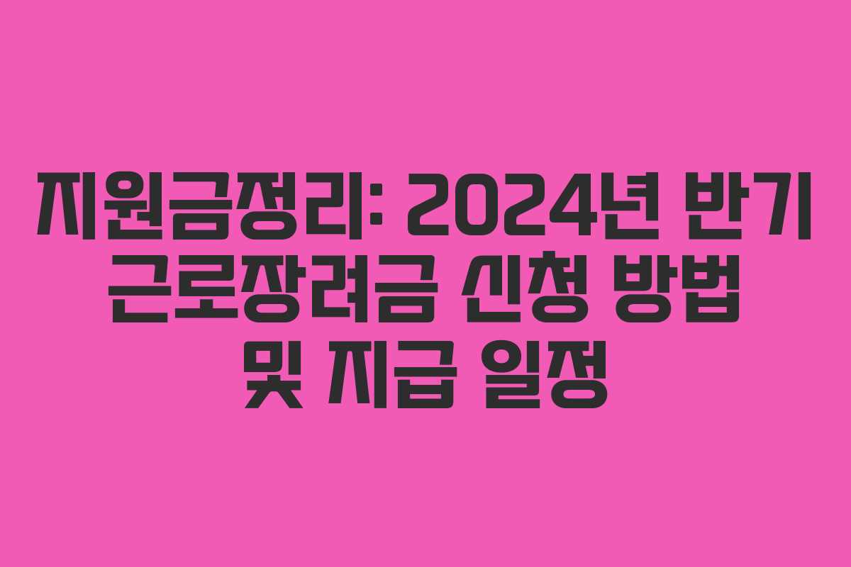 지원금정리: 2024년 반기 근로장려금 신청 방법 및 지급 일정