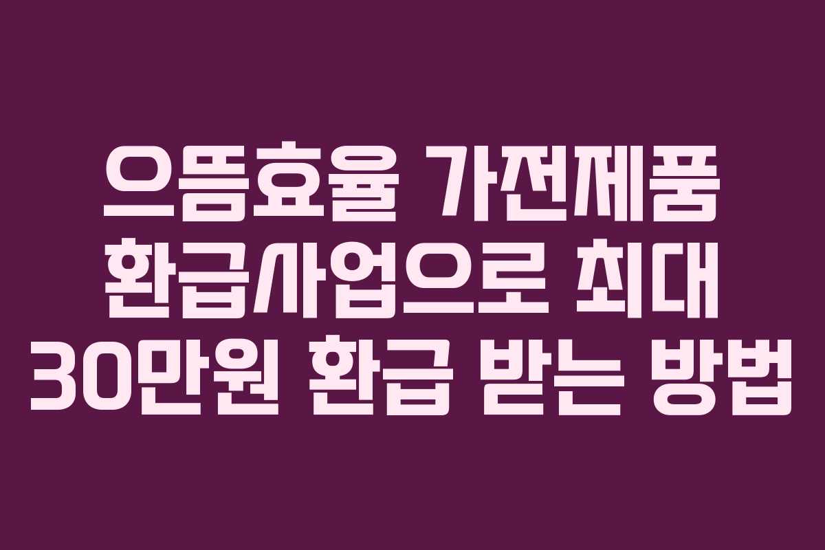 으뜸효율 가전제품 환급사업으로 최대 30만원 환급 받는 방법