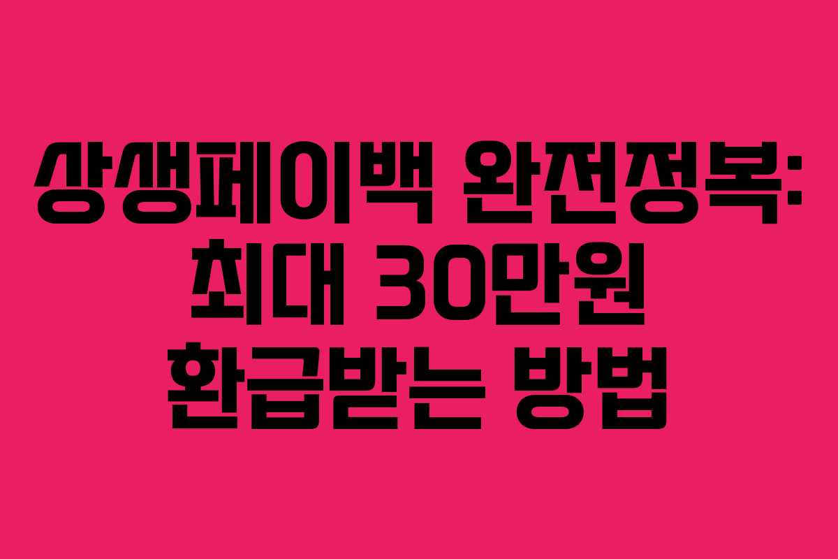 상생페이백 완전정복: 최대 30만원 환급받는 방법