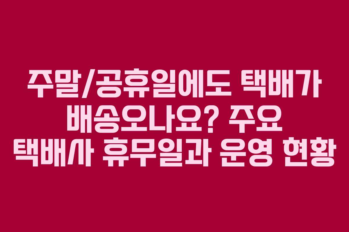 주말/공휴일에도 택배가 배송오나요? 주요 택배사 휴무일과 운영 현황