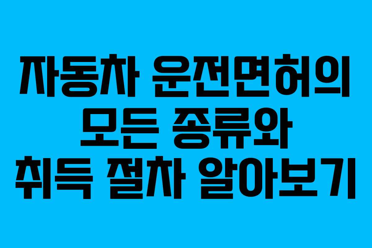자동차 운전면허의 모든 종류와 취득 절차 알아보기
