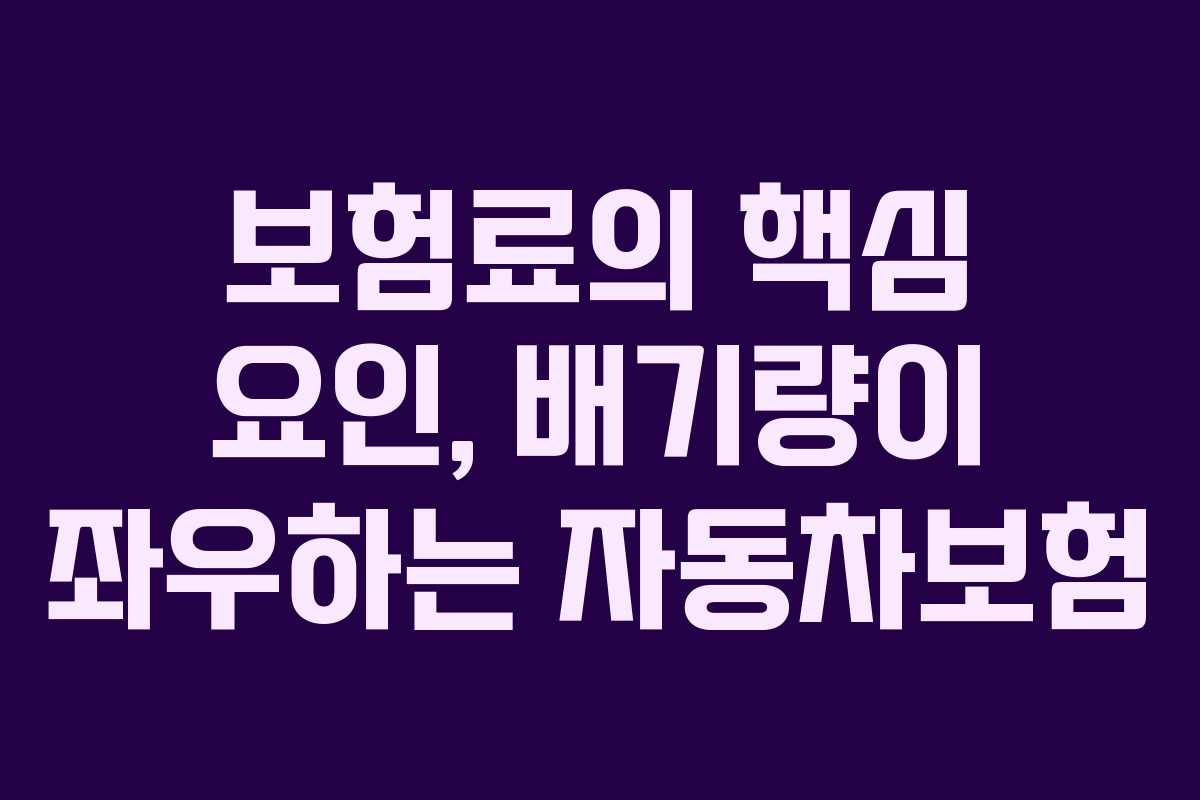 보험료의 핵심 요인, 배기량이 좌우하는 자동차보험