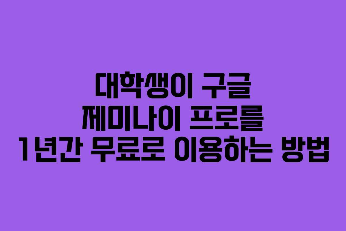 대학생이 구글 제미나이 프로를 1년간 무료로 이용하는 방법