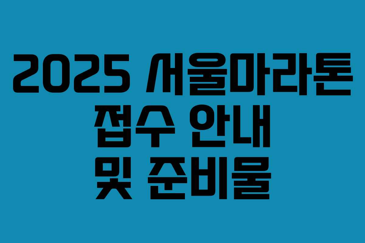 2025 서울마라톤 접수 안내 및 준비물
