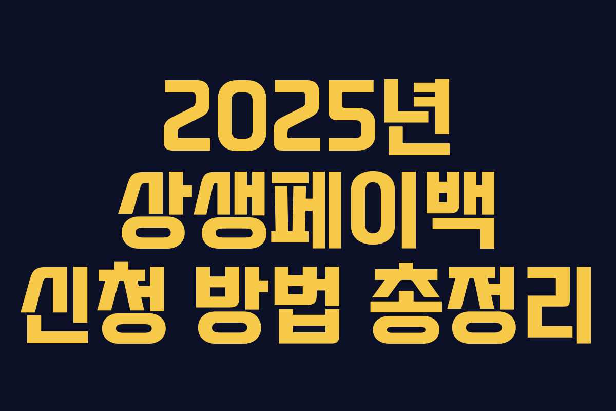 2025년 상생페이백 신청 방법 총정리 2025년 상생페이백 신청 방법 총정리