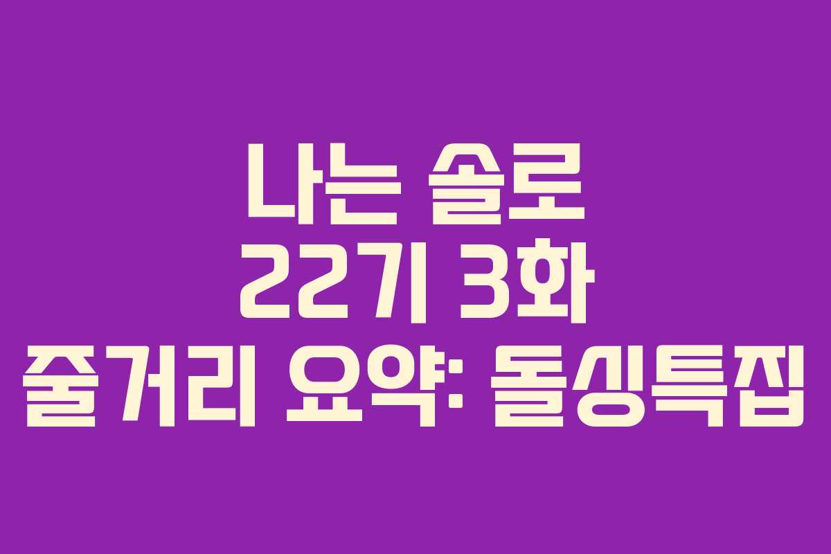 나는 솔로 22기 3화 줄거리 요약: 돌싱특집
