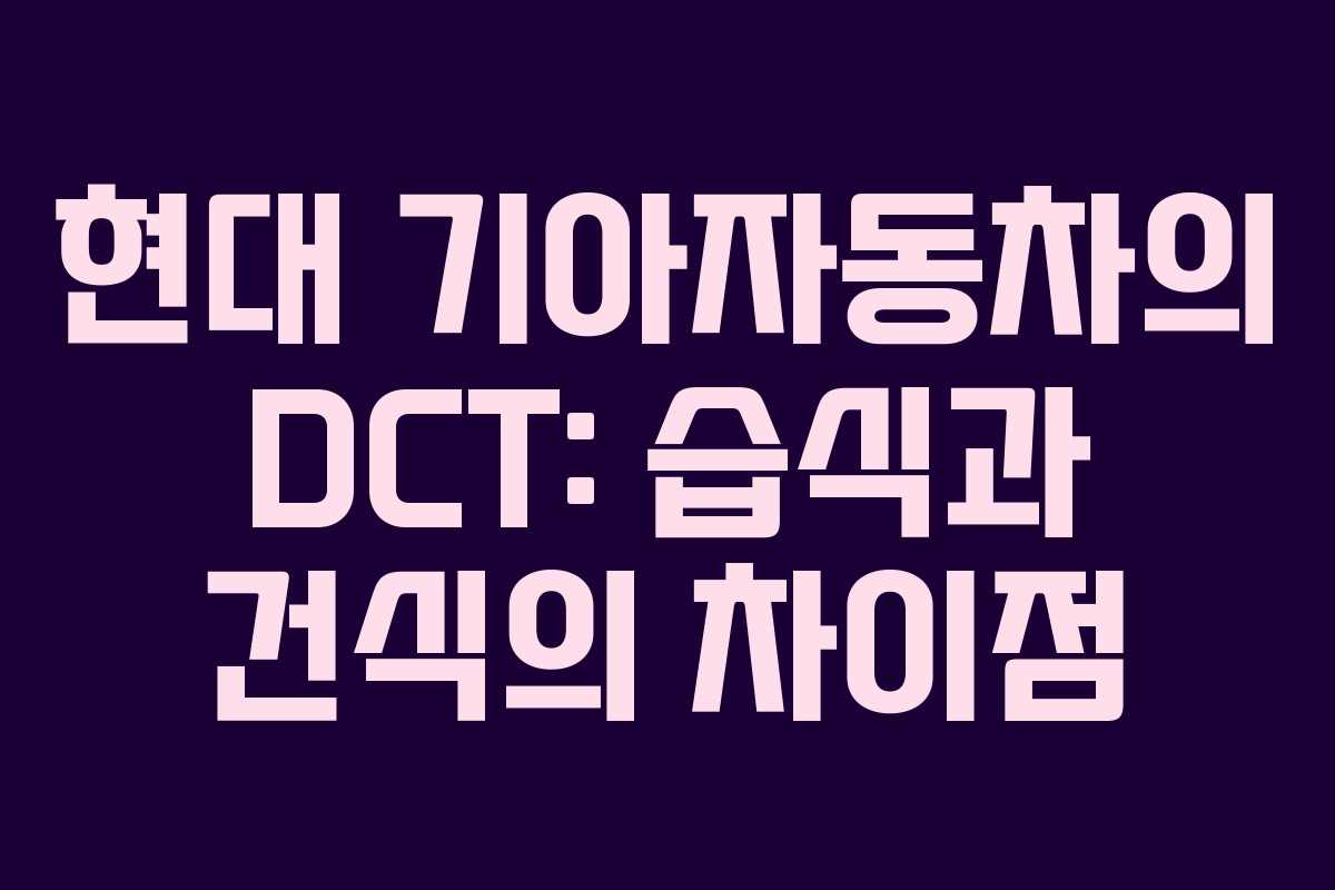 현대 기아자동차의 DCT: 습식과 건식의 차이점