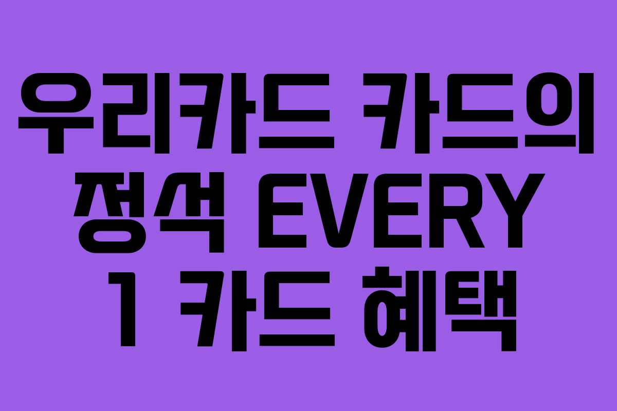 우리카드 카드의 정석 EVERY 1 카드 혜택 우리카드 카드의 정석 EVERY 1 카드 혜택