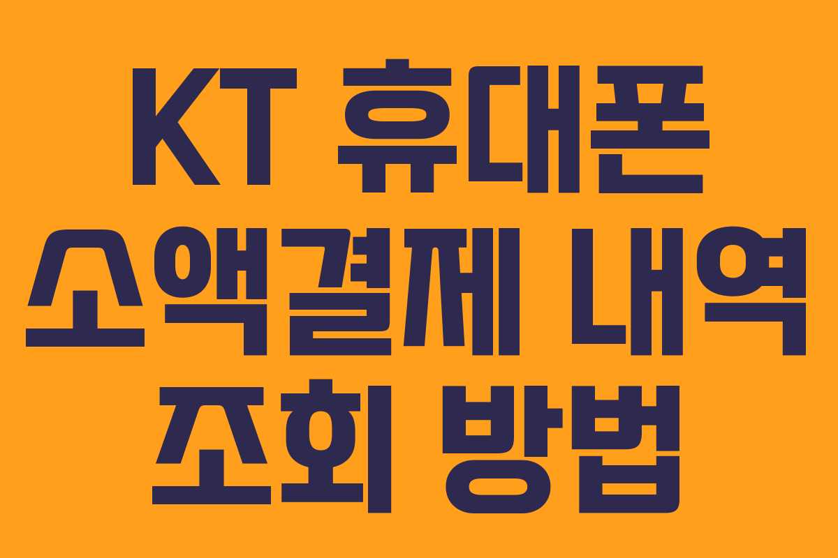 KT 휴대폰 소액결제 내역 조회 방법