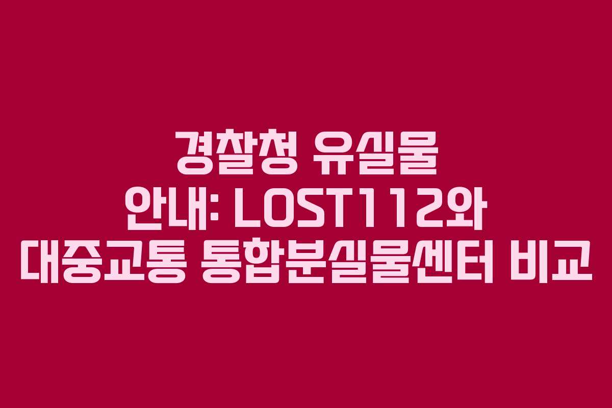경찰청 유실물 안내: LOST112와 대중교통 통합분실물센터 비교 경찰청 유실물 안내: LOST112와 대중교통 통합분실물센터 비교