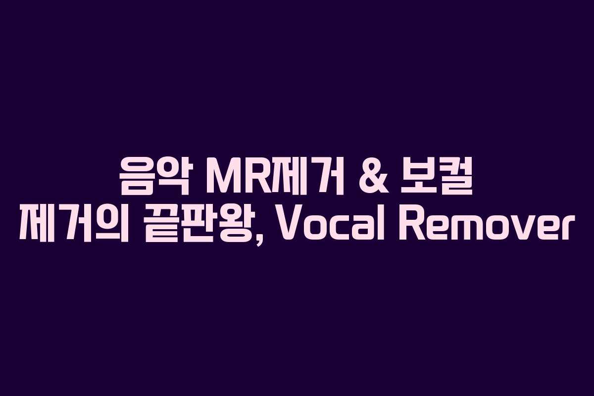 음악 MR제거 & 보컬 제거의 끝판왕, Vocal Remover