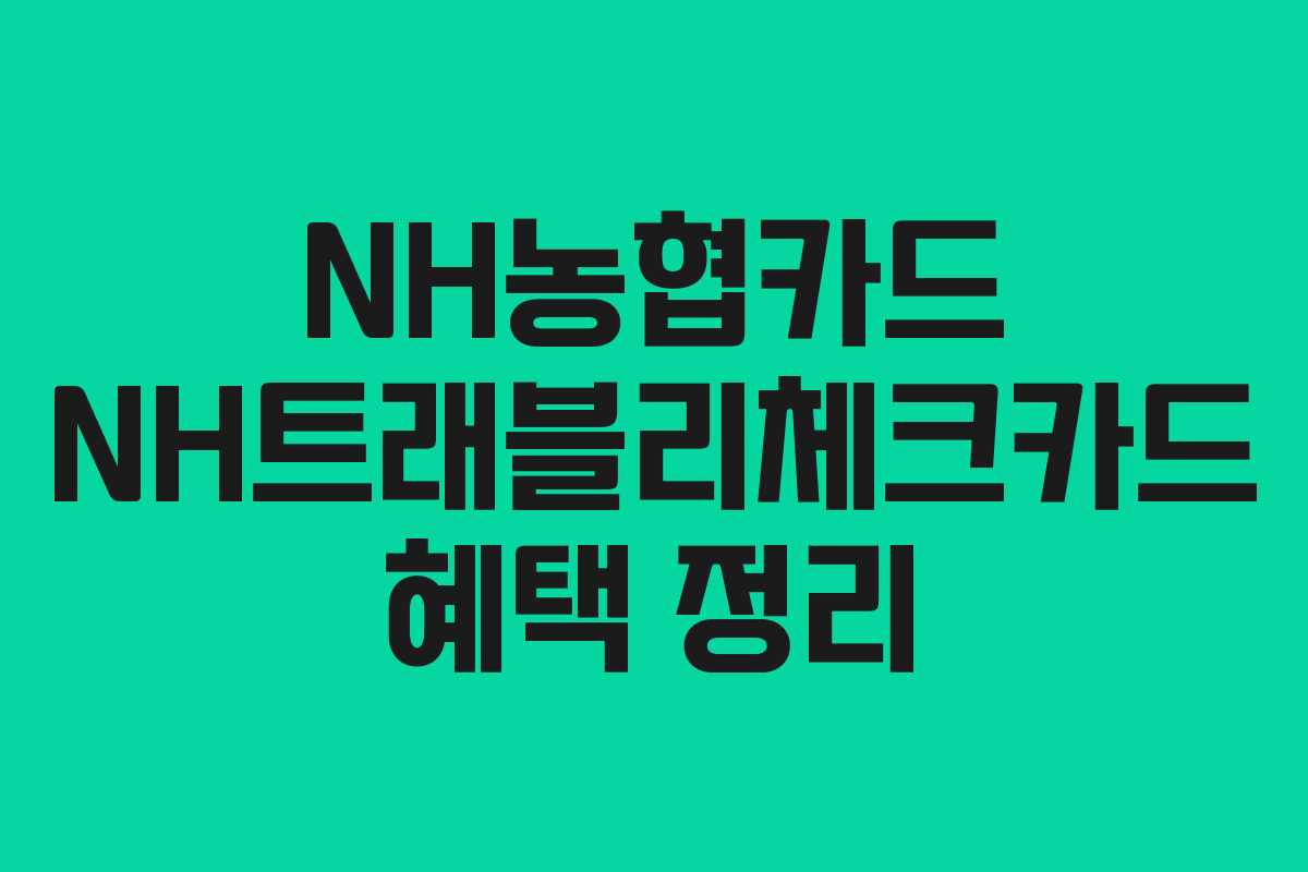 NH농협카드 NH트래블리체크카드 혜택 정리