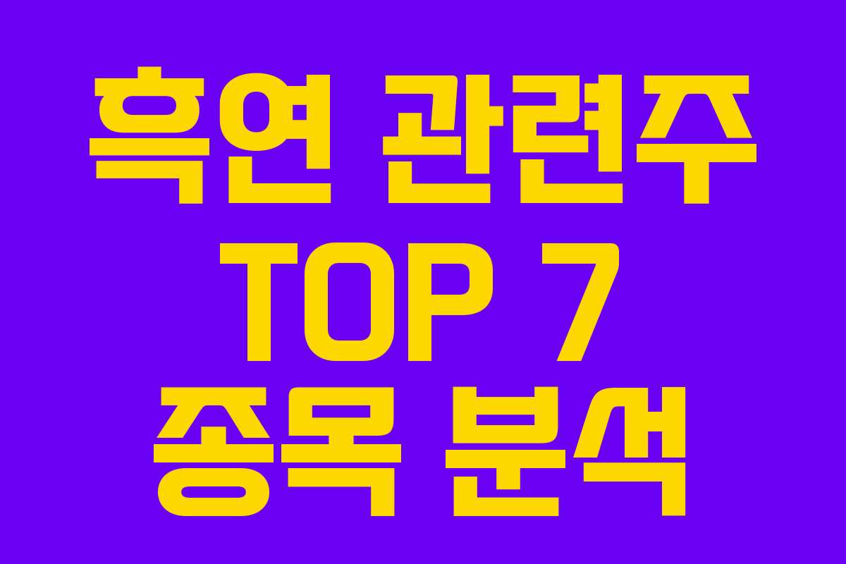 흑연 관련주 TOP 7 종목 분석