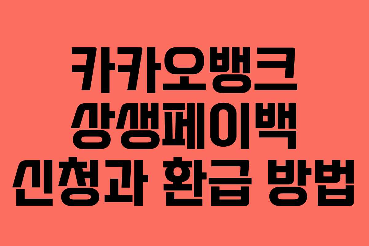 카카오뱅크 상생페이백 신청과 환급 방법 카카오뱅크 상생페이백 신청과 환급 방법