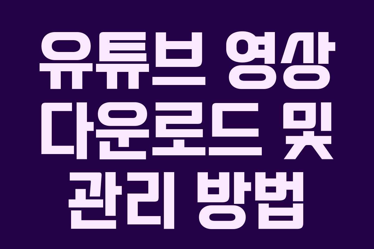 유튜브 영상 다운로드 및 관리 방법