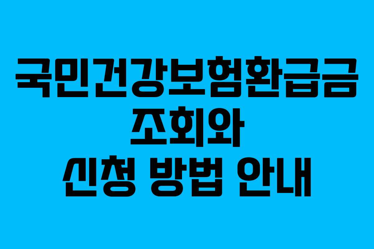 국민건강보험환급금 조회와 신청 방법 안내 국민건강보험환급금 조회와 신청 방법 안내