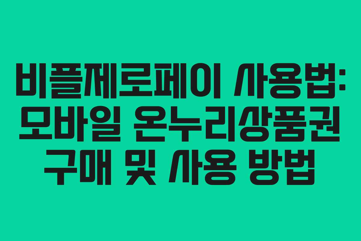 비플제로페이 사용법: 모바일 온누리상품권 구매 및 사용 방법