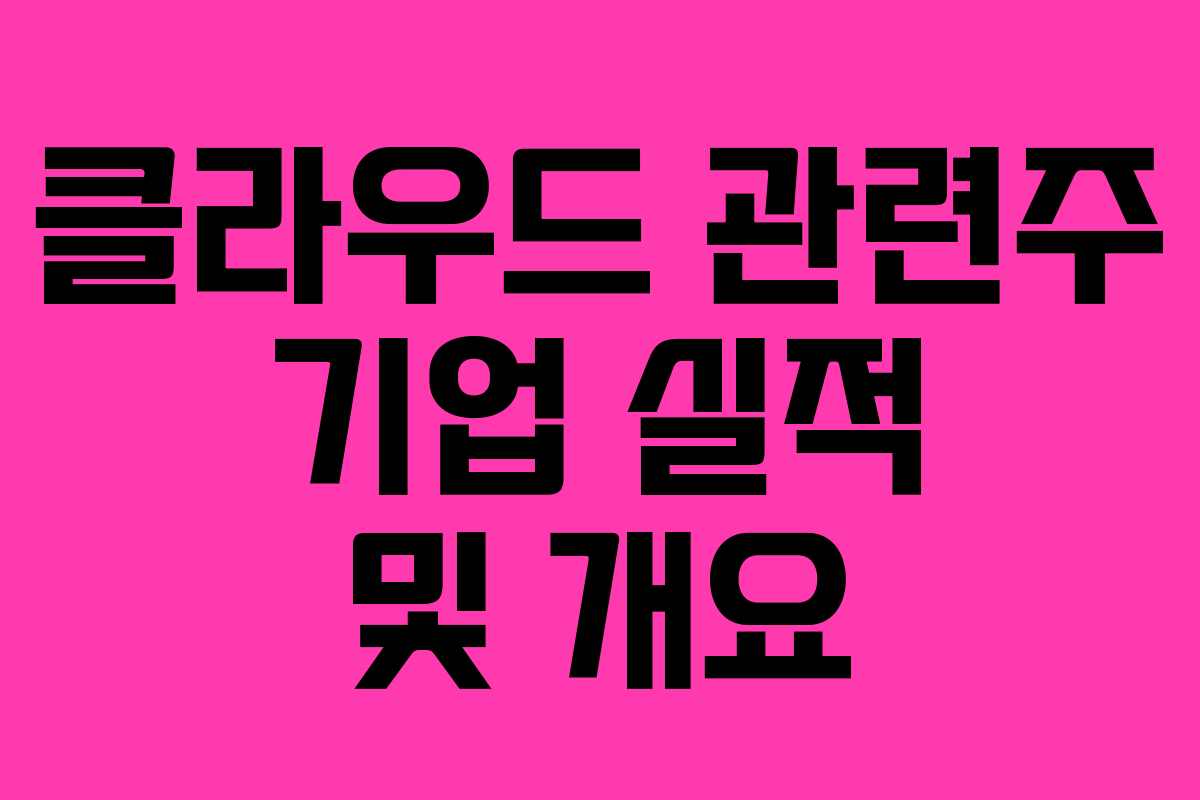 클라우드 관련주 기업 실적 및 개요 클라우드 관련주 기업 실적 및 개요