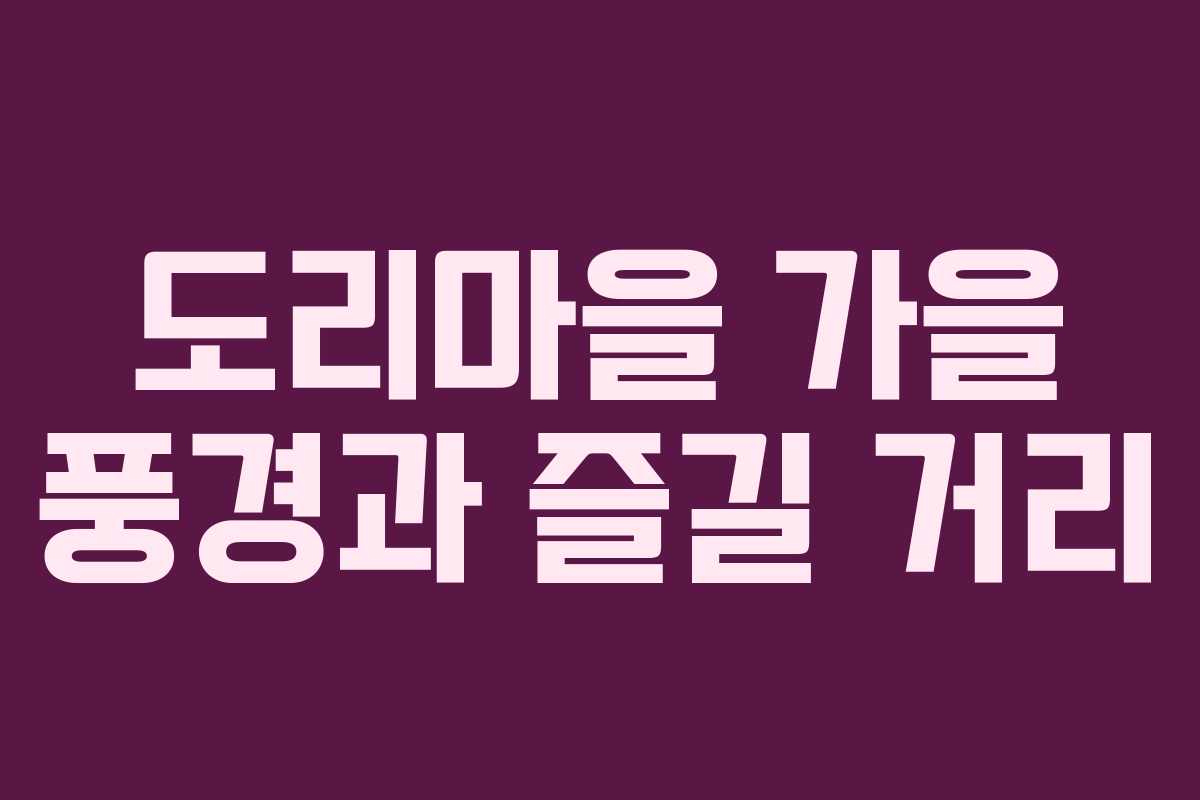 도리마을 가을 풍경과 즐길 거리 도리마을 가을 풍경과 즐길 거리