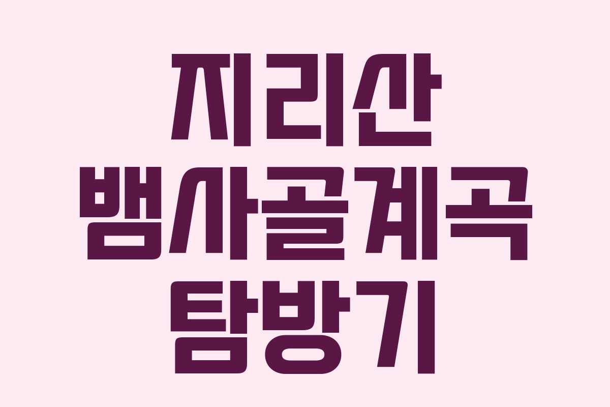 지리산 뱀사골계곡 탐방기