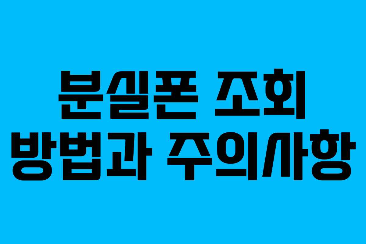 분실폰 조회 방법과 주의사항
