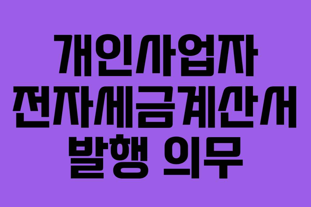 개인사업자 전자세금계산서 발행 의무