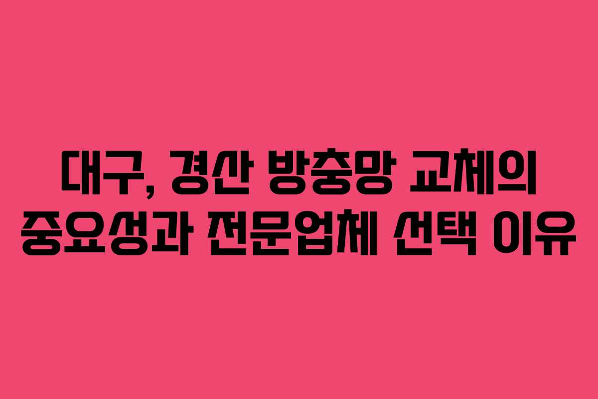 대구, 경산 방충망 교체의 중요성과 전문업체 선택 이유 대구, 경산 방충망 교체의 중요성과 전문업체 선택 이유