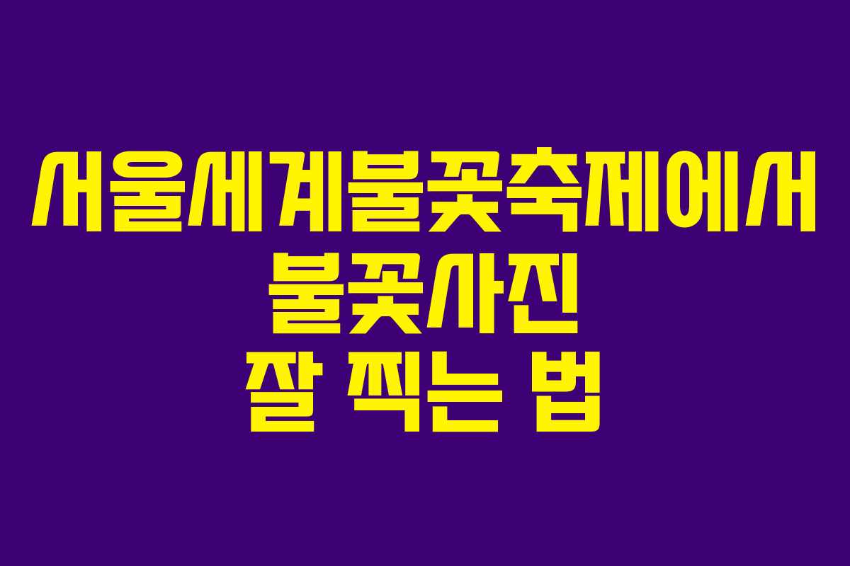 서울세계불꽃축제에서 불꽃사진 잘 찍는 법