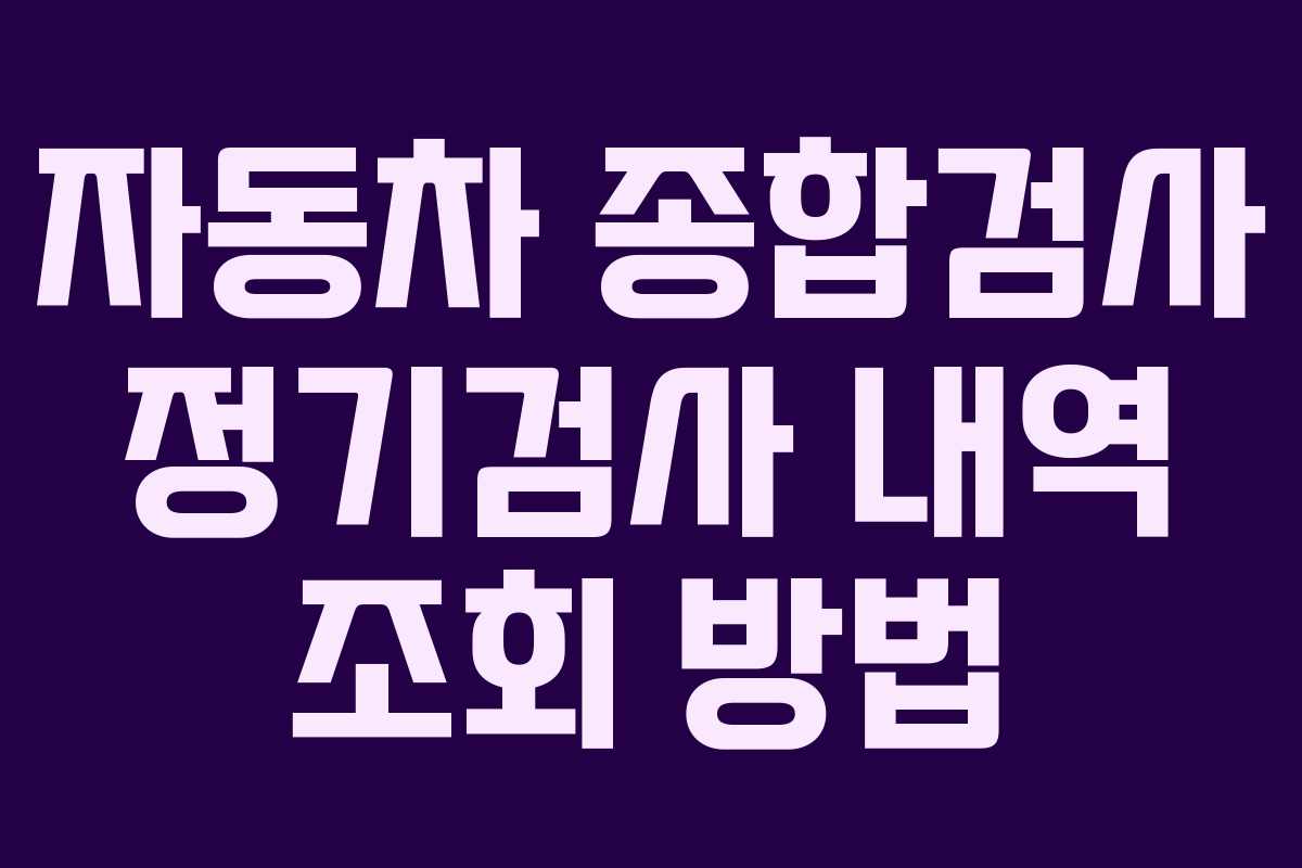 자동차 종합검사 정기검사 내역 조회 방법