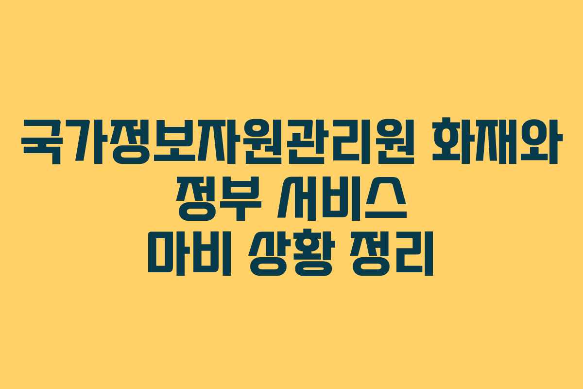 국가정보자원관리원 화재와 정부 서비스 마비 상황 정리 국가정보자원관리원 화재와 정부 서비스 마비 상황 정리