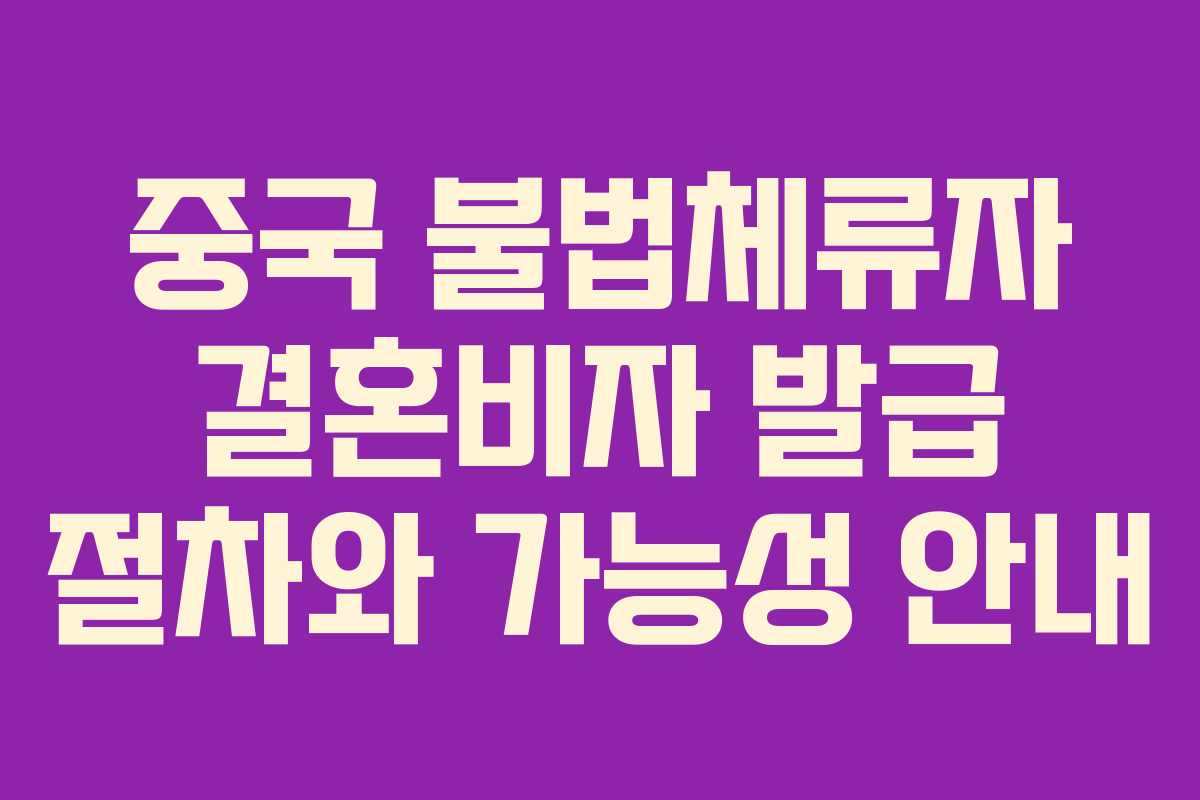 중국 불법체류자 결혼비자 발급 절차와 가능성 안내