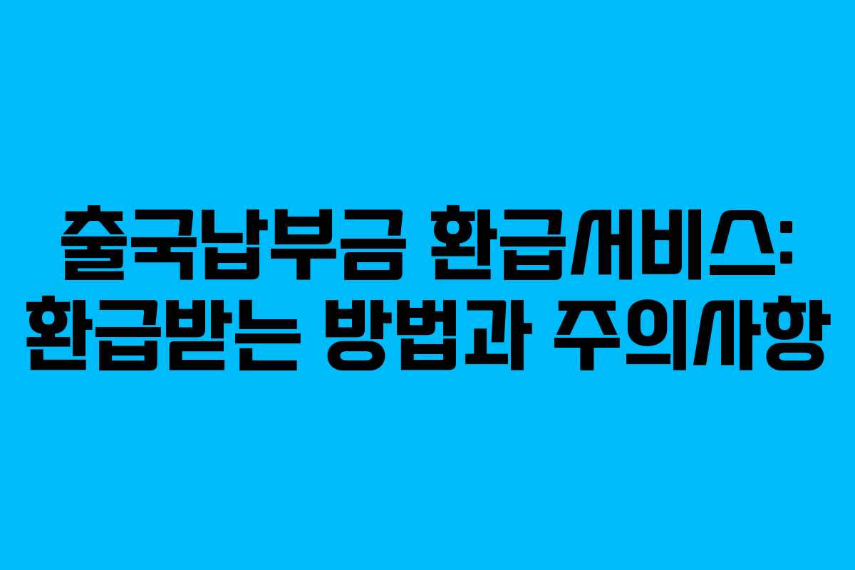 출국납부금 환급서비스: 환급받는 방법과 주의사항 출국납부금 환급서비스: 환급받는 방법과 주의사항