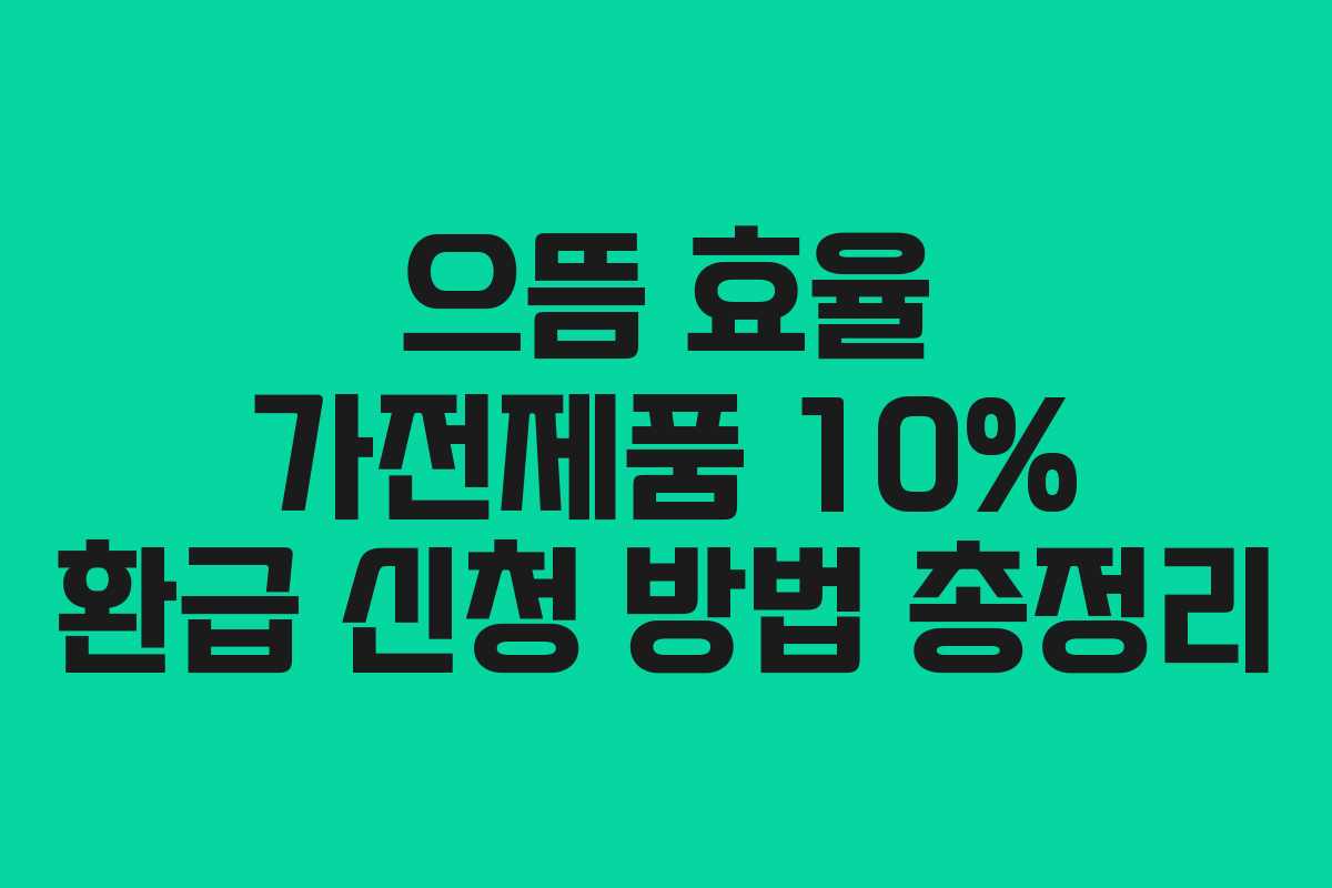 으뜸 효율 가전제품 10% 환급 신청 방법 총정리