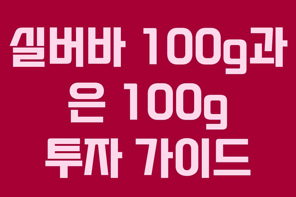 실버바 100g과 은 100g 투자 가이드