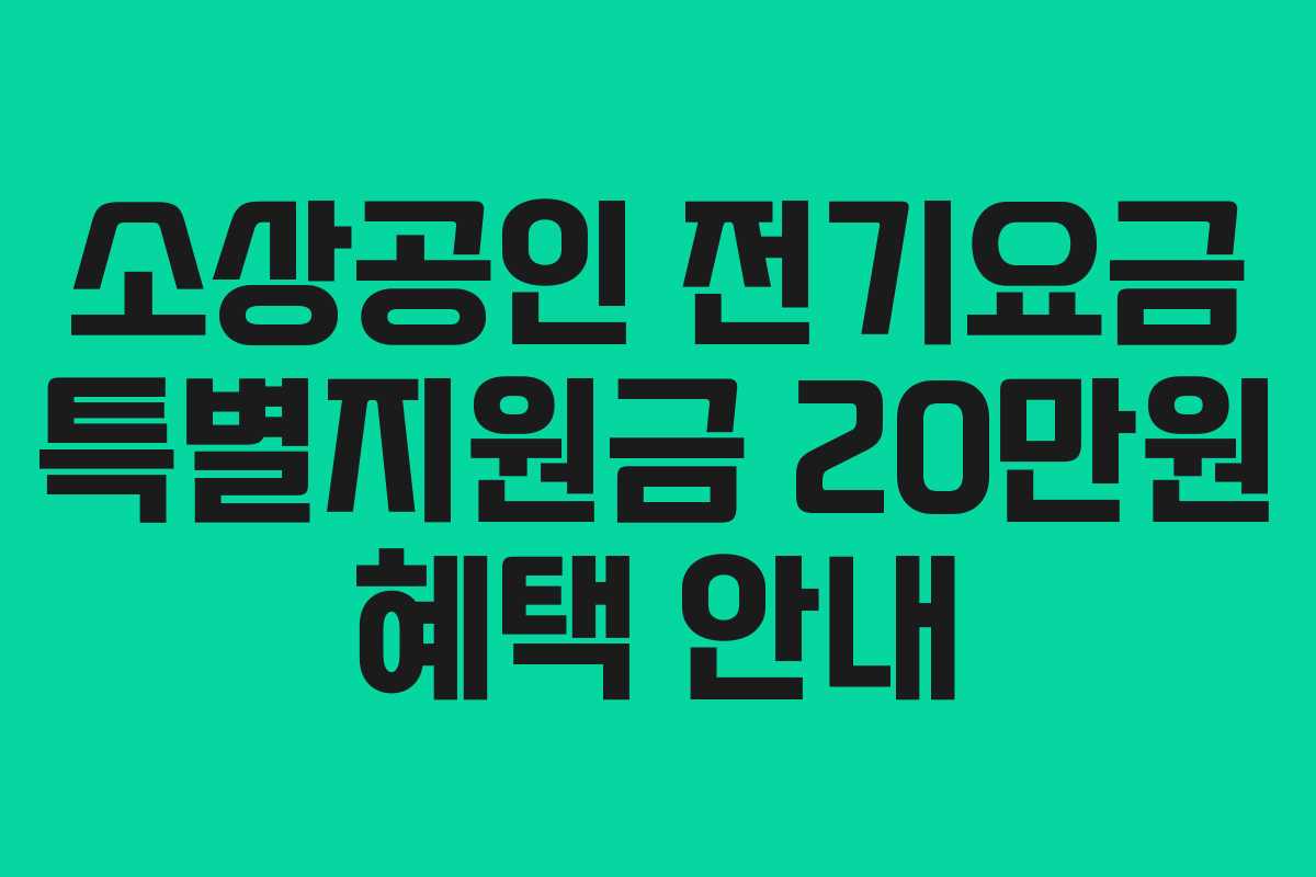 소상공인 전기요금 특별지원금 20만원 혜택 안내