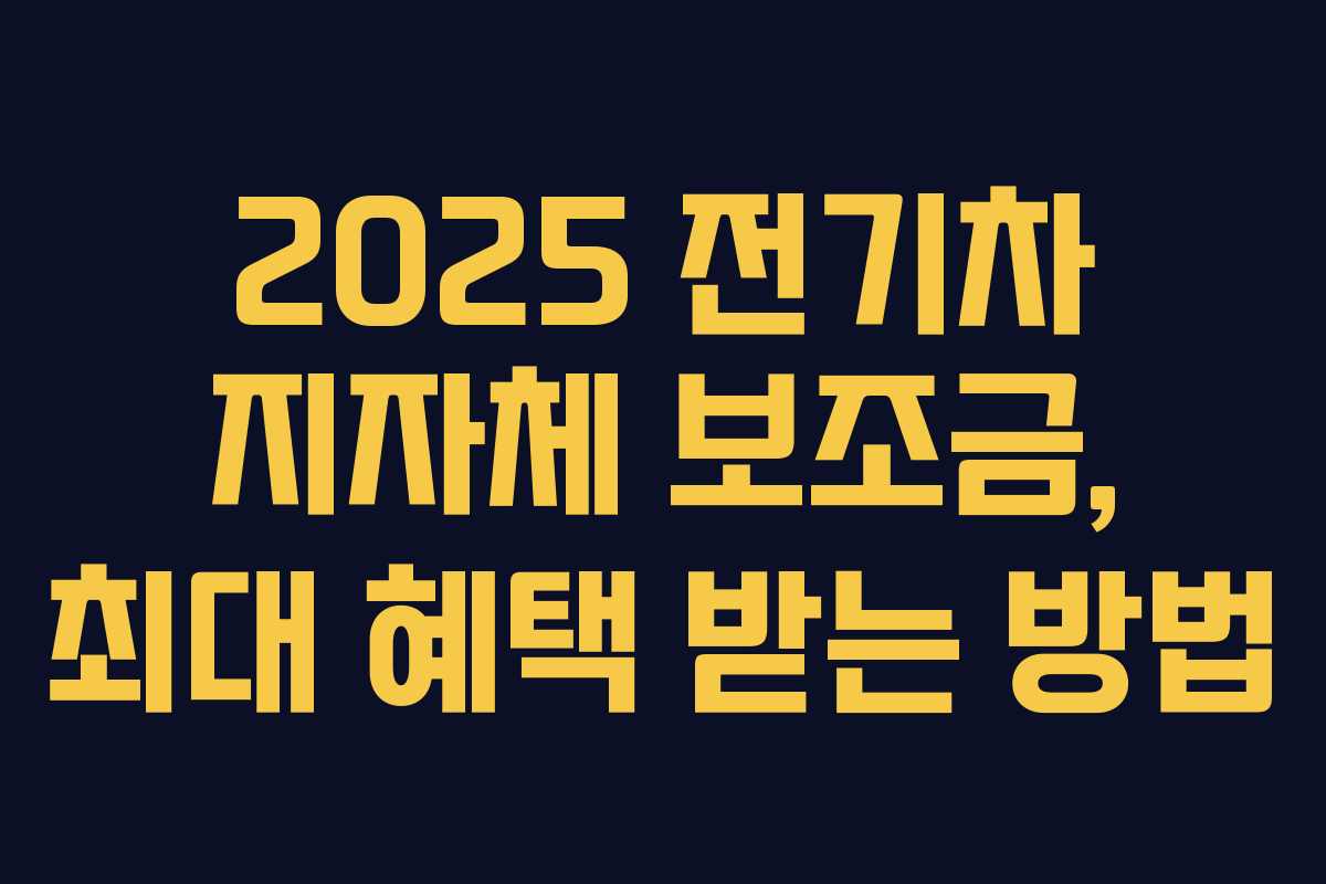 2025 전기차 지자체 보조금, 최대 혜택 받는 방법